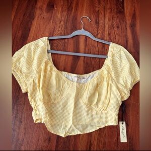 Liberty Yellow Puff Sleeve Crop Blouse